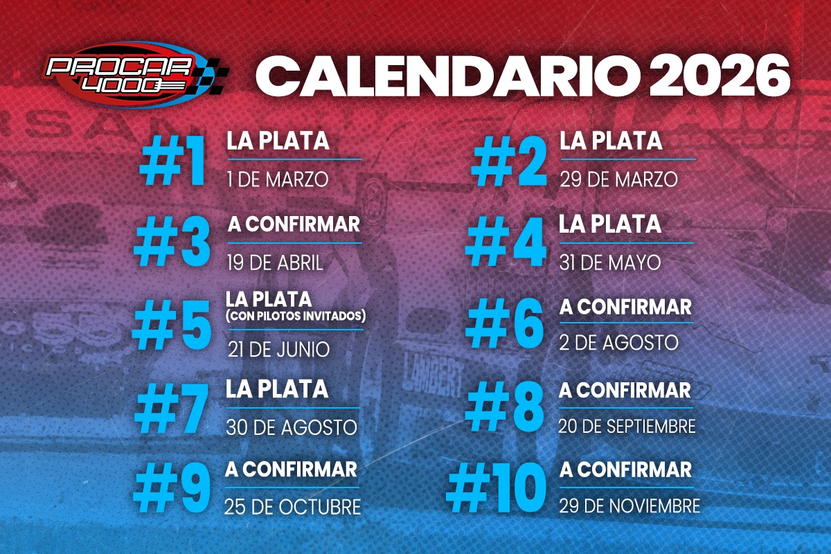 CALENDARIO 2026 DEL PROCAR 4000.
